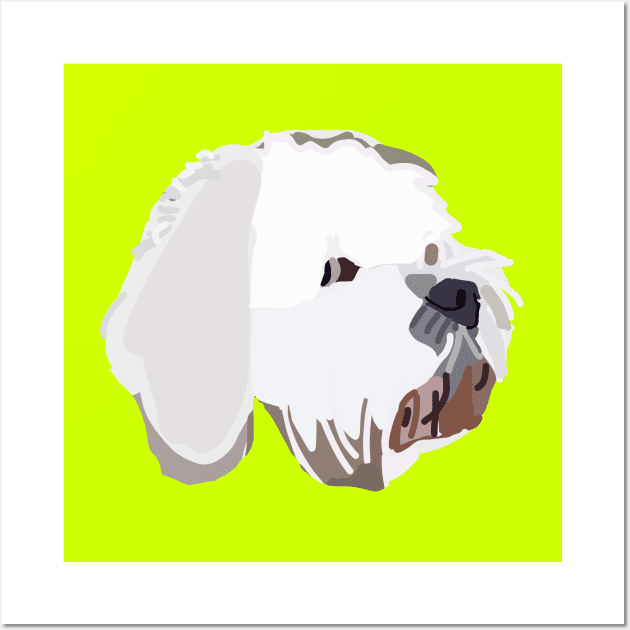 Bichon Frise Mix Dog Abstract Portrait Lime Wall Art by ellenhenryart